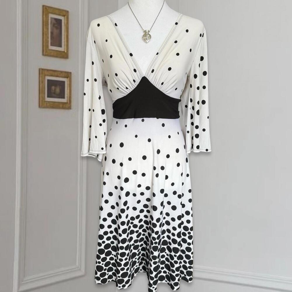 Y2K Black and White Polkadot Tie Back Dress Twee Fairy Feminine